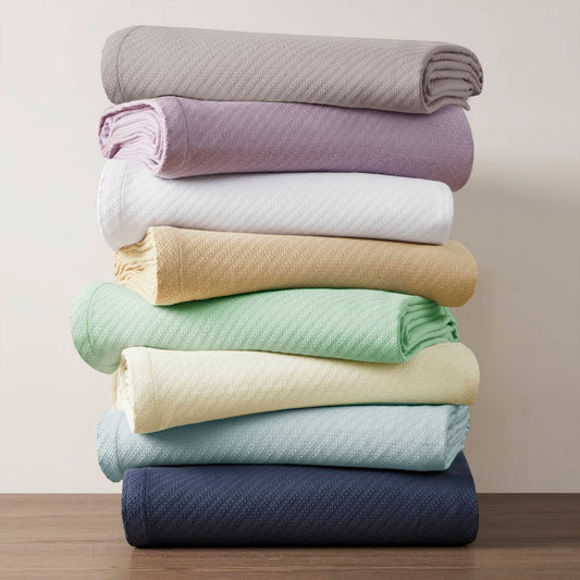 Lint-Free Solid Liquid Cotton Blanket, Blue