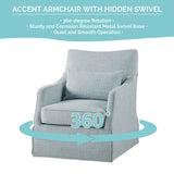Traditional Skirted Swivel Accent Chair, Light Blue *