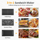 3 in 1 Sandwich Maker, Electric Waffle Maker, 850W