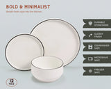 Kook 12-Piece Ceramic Dinnerware Set for 4
