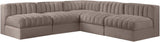 Rummi - Armless Velvet Performance Fabric Upholstered 5 Piece Modular Sectional
