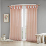Wholesale Floral Twist Tab Semi-Sheer Window Panel, Pink