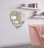 Heart Shaped Contemporary Mirror - Elegant All-Over Glass Design for Modern Décor & Home Spaces