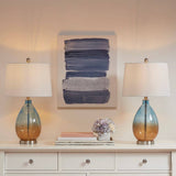[Set of 2] Ombre Orange Blue Glass Base Table Lamp