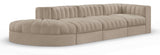 Rummi - Velvet Performance Fabric Upholstered 4 Piece Modular Sectional With Reverse Corner Chair