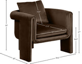 Sloan Elegant Velvet Accent Chair with Comfortable Curved Arms and Stylish Matching Pillow for Relaxation