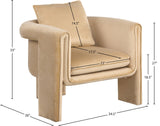 Sloan Elegant Velvet Accent Chair with Comfortable Curved Arms and Stylish Matching Pillow for Relaxation