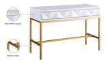 Pandora Elegant White Lacquer Console Table with Gold Iron Base – Versatile Modern Design & Storage