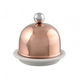 Mauviel M'Tradition Copper Porcelain Butter Dish With Stainless Steel Knob, 3.5-In