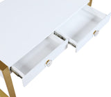 Victoria Contemporary Desk/Console: Stylish High-End Lacquer Finish, Gold Legs & Acrylic Handles