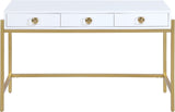 Abigail Acrylic Contemporary Desk/Console - Luxurious Design with Gold Accents & Versatile Functionality