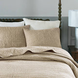 3 Piece Hand Quilted Cotton Quilt Set, Linen