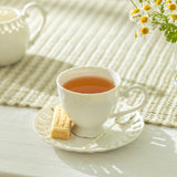 White Heirloom 7oz Porcelain Tea Cup & Saucer