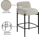 Burton Stool Set of 2 - Stylish Chenille Fabric Bar Seating with Durable Metal Frame for Modern Homes
