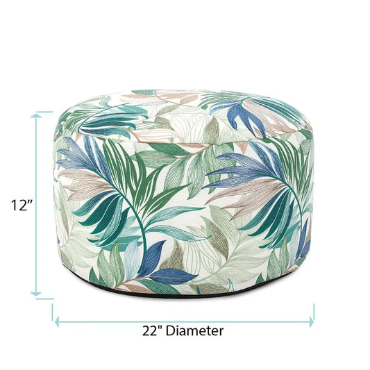 Outdoor Round Foot Pouf Fern Indigo