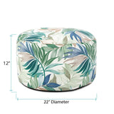 Outdoor Round Foot Pouf Fern Indigo