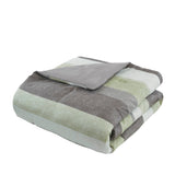 Stripe Modern Comforter Set with Bed Sheets, Green/Grey
