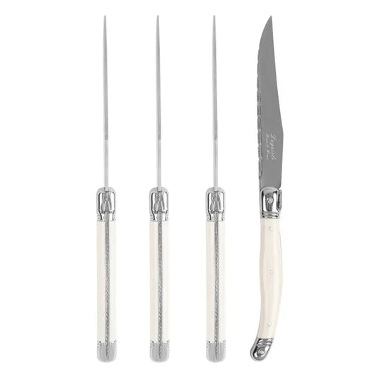 Laguiole Connoisseur 4-Piece Ivory-Colored Steak Knife Set