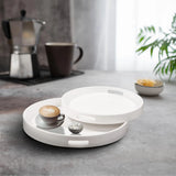 White Lacquer Round Wood Tray Set