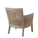 Cane Armed Accent Chair with Reclaimed Wood Finish