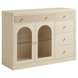 Rotatable L-Shaped Vanity Desk with Led Light, Double Arched