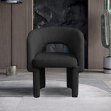 Emmet Contemporary Dining Chair - Luxe Boucle Upholstered Accent Chair with Steel Frame Support