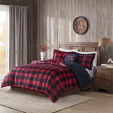 Plush To Sherpa Winter Comforter Set, Red Buffalo Check
