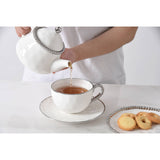 Salerno White Porcelain Teacup & Saucer Set