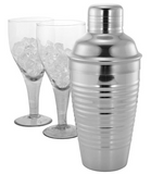 Deluxe Ribbed Stainless Steel Cocktail Shaker Set