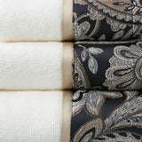 Embroidered Paisley 6-Piece Bath Towel Set, Black