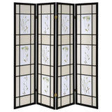Catabella 4-Panel Room Divider Folding Shoji Screen Floral