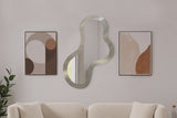 Oblique Mirror - Oversized Contemporary Artful Design with Solid Acacia Wood Frame for Your Wall
