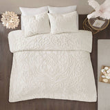 Tufted Medallion Comforter/Duvet Cover Mini Set, Ivory