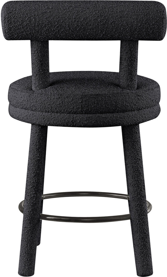 Parlor Counter Stools Set of 2 - Stylish Boucle Upholstered Seating with Solid Wood Frame & Footrest