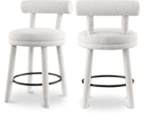 Parlor Counter Stools Set of 2 - Stylish Boucle Upholstered Seating with Solid Wood Frame & Footrest