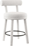 Parlor Counter Stools Set of 2 - Stylish Boucle Upholstered Seating with Solid Wood Frame & Footrest