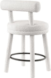 Parlor Counter Stools Set of 2 - Stylish Boucle Upholstered Seating with Solid Wood Frame & Footrest