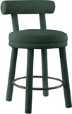Parlor Counter Stools Set of 2 - Stylish Boucle Upholstered Seating with Solid Wood Frame & Footrest
