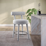Parlor Counter Stools Set of 2 - Stylish Boucle Upholstered Seating with Solid Wood Frame & Footrest
