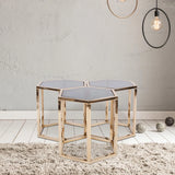 Hexagonal Gold Stainless Steel Table Set
