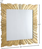Golda Gold Leaf Starburst Mirror - Hand-Carved Contemporary Design for Stunning Wall Decor 42" W