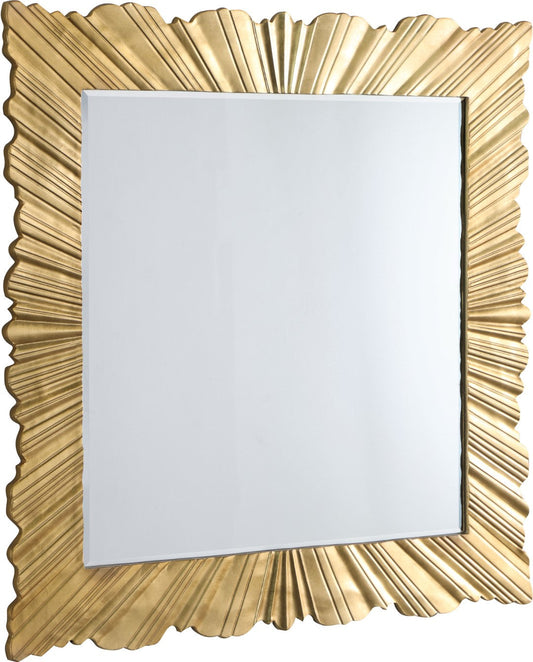 Golda Gold Leaf Starburst Mirror - Hand-Carved Contemporary Design for Stunning Wall Decor 42" W