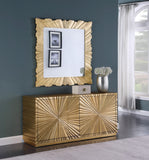 Golda Gold Leaf Starburst Mirror - Hand-Carved Contemporary Design for Stunning Wall Decor 42" W