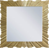 Golda Gold Leaf Starburst Mirror - Hand-Carved Contemporary Design for Stunning Wall Decor 42" W