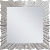 Silverton Silver Leaf Contemporary Mirror - Hand-Carved Starburst Design for Elegant Home Décor