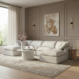 Indulge - Linen 6 Piece Modular Double Chaise Sectional - White