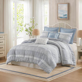 7 Piece Shabby Chic Comforter Set, Blue