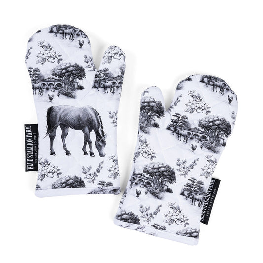 Blue Stallion Farm Floral Cotton Oven Mitts Pair