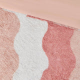 Tonal Wave Striped Shaggy Faux Fur Duvet Cover Set, Blush