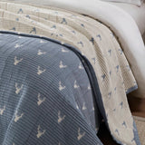 3 Piece Reversible Rustic Coverlet Set, Blue